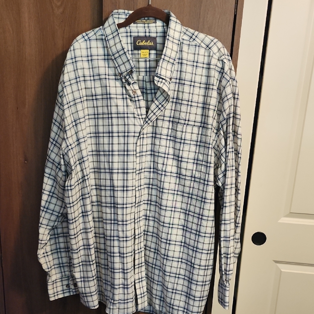 CABELAS MENS BUTTON FRONT SHIRT Wrinkle Free - 100% COTTON - 3XL/3TG